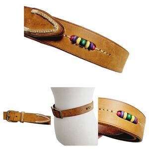 GAP Beaded Genuine Leather Embroidered Boho Belts - Size 28 (M)